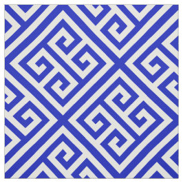 Koninklijk Blauw, Wit Med Grieks Sleutel Diag T Pa Stof