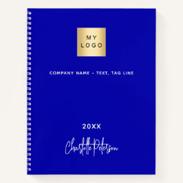 Koninklijk blauw wit monogram zakelijk logo notitieboek