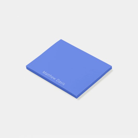 Koninklijk blauw wit naam post-it® notes (Schuin)