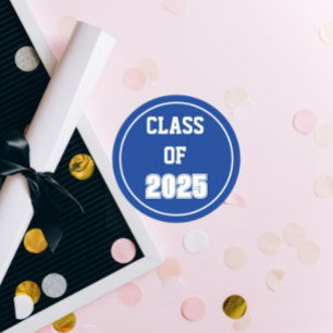 Koninklijk blauw-wit schooljaar ronde sticker