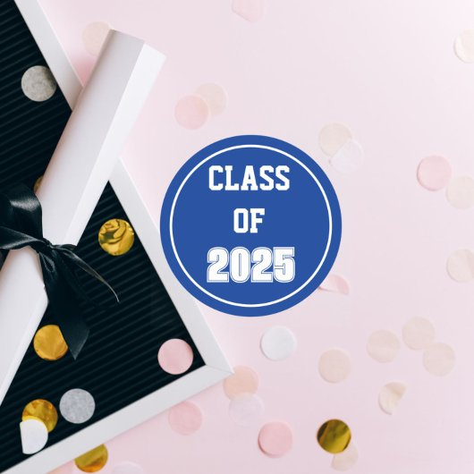 Koninklijk blauw-wit schooljaar ronde sticker