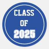 Koninklijk blauw-wit schooljaar ronde sticker (Voorkant)