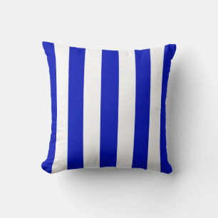 Koninklijk Blauw Wit XL Strepenpatroon Kussen