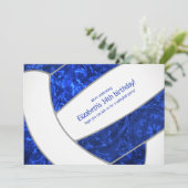 koninklijk blauw - witmeisje - volleybalfeest kaart (Staand voorkant)