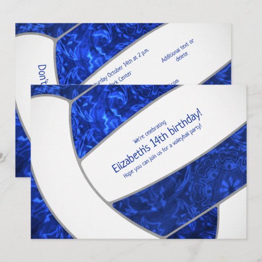 koninklijk blauw - witmeisje - volleybalfeest kaart (Voorkant / Achterkant)