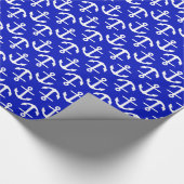 Koninklijk Blauw Witte Ankers 2Dir Patroon Cadeaupapier (Hoek)