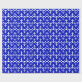 Koninklijk Blauw Witte Ankers 2Dir Patroon Cadeaupapier (Vlak)