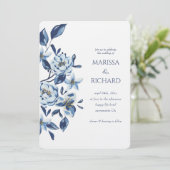 Koninklijk Blauw Witte Bloem Botanisch Kaart (Staand voorkant)