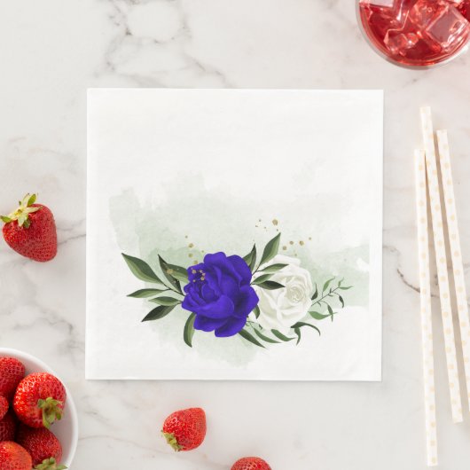 koninklijk blauw & witte bloemen groen servet (Insitu)