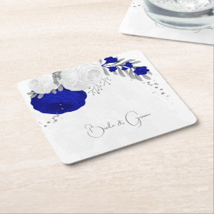 koninklijk blauw & witte bloemen zilver kartonnen onderzetters