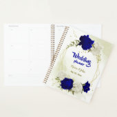 Koninklijk blauw witte bloemige bruiloft planner (Display)