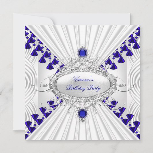 Koninklijk Blauw Witte Diamant Afbeeldingen Kralen Kaart (Voorkant)