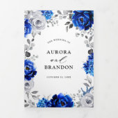 Koninklijk Blauw Witte Metalen Zilveren Bloem Brui Drieluik Aankondiging (Cover)