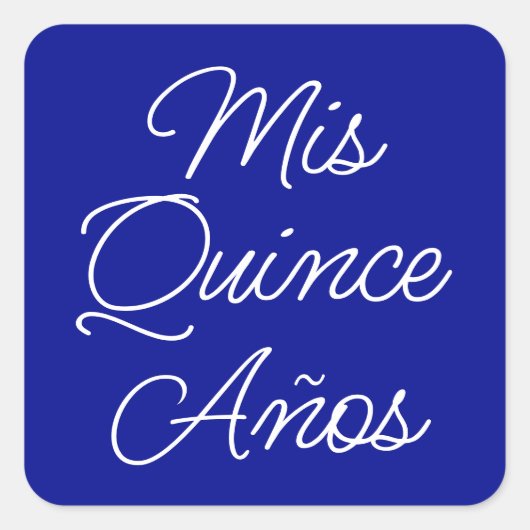 Koninklijk Blauw Witte Moderne Script Mis Quince A Vierkante Sticker (Voorkant)