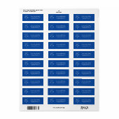 Koninklijk Blauw Witte Monogram Bloemaccent Adres Etiket (Full Sheet)