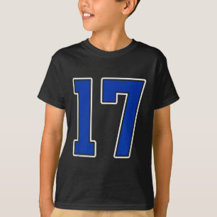 Koninklijk Blauw Witte Nummer 17 Speler Tenue # T-shirt