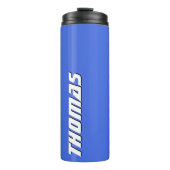 Koninklijk Blauw Witte Tekst Elegant Minimaal Op M Thermosbeker (Voorkant)