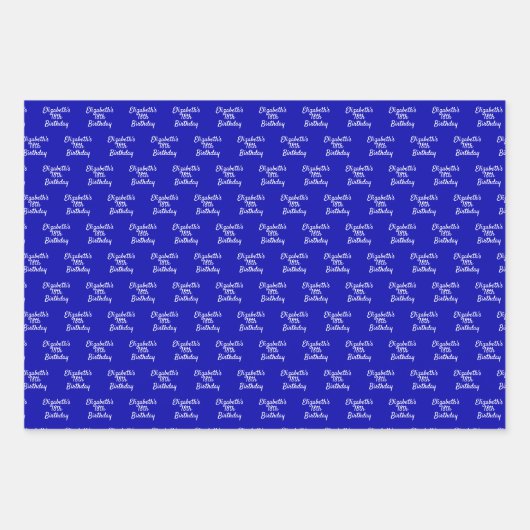 Koninklijk blauw witte verjaardag inpakpapier vel (Voorkant 2)