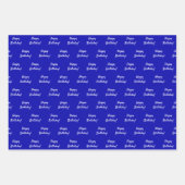Koninklijk blauw witte verjaardag inpakpapier vel (Voorkant)