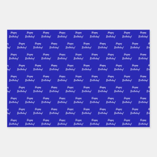 Koninklijk blauw witte verjaardag inpakpapier vel (Voorkant)