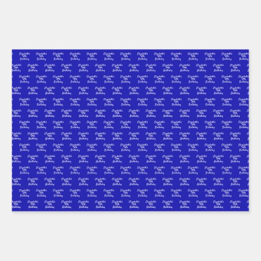 Koninklijk blauw witte verjaardag inpakpapier vel (Voorkant 3)