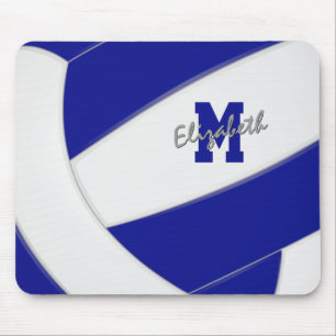 koninklijk blauw witte volleybalspeler monogram muismat