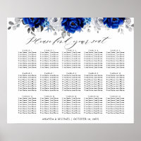 Koninklijk blauw witte zilveren bloemstuk zitplaat