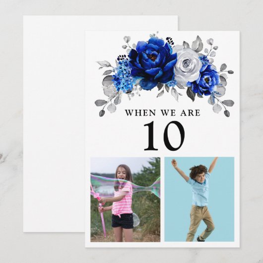 Koninklijk blauw witte zilveren metalen tafelnumme kaart (Voorkant / Achterkant)