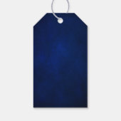 Koninklijk Blauw Witte Zilveren Metallic Bloem Bru Cadeaulabel (Achterkant)