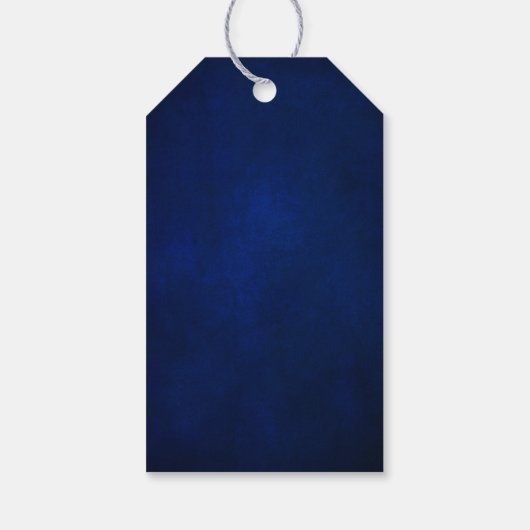 Koninklijk Blauw Witte Zilveren Metallic Bloem Bru Cadeaulabel (Achterkant)