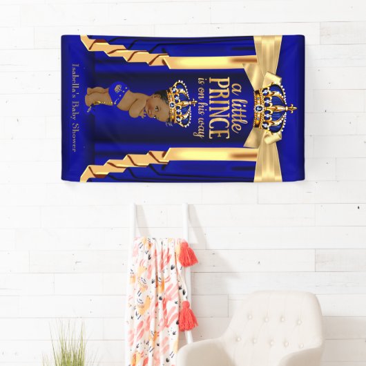 Koninklijk Blauw Zijderijgoud Etnische Baby shower Spandoek (Insitu)