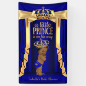 Koninklijk Blauw Zijderijgoud Etnische Baby shower Spandoek (Verticaal)