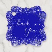Koninklijk blauw zilver bedankt bedankjes labels (Voorkant)
