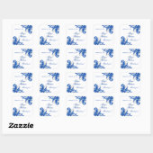 Koninklijk Blauw Zilver Bloei Bruiloft Favor Seals Vierkante Sticker (Vel)