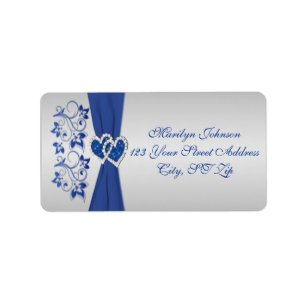 Koninklijk Blauw, Zilver Bloemen Retouradres Label