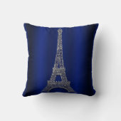 Koninklijk Blauw & Zilver Eiffeltoren Paris Modern Kussen (Achterkant)