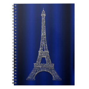 Koninklijk Blauw & Zilver Eiffeltoren Paris Modern Notitieboek