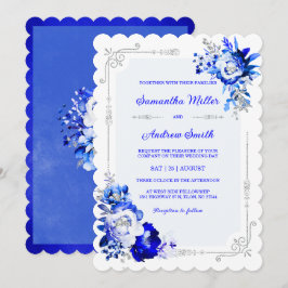 Koninklijk Blauw Zilver en Witte Huwelijks Kleuren Kaart