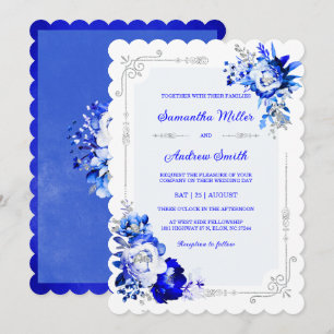 Koninklijk Blauw Zilver en Witte Huwelijks Kleuren Kaart