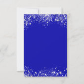 Koninklijk blauw zilver glitter fonkelt schrift bedankkaart (Achterkant)