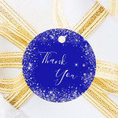 Koninklijk blauw zilver glitter stof monogram dank bedankjes labels