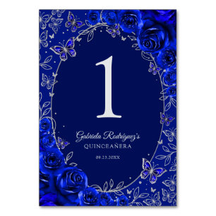 Koninklijk Blauw Zilver Quinceanera Kaart