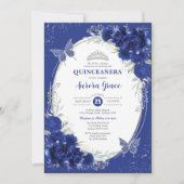 Koninklijk Blauw Zilver Quinceañera Mis Quince 15  Kaart (Voorkant)