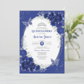 Koninklijk Blauw Zilver Quinceañera Mis Quince 15  Kaart (Staand voorkant)