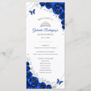Koninklijk Blauw Zilver Quinceanera Volgorde van G Programmakaart