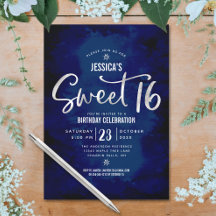 Koninklijk Blauw Zilver Schrift Vet Sweet 16 Verja