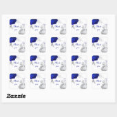 Koninklijk Blauw & Zilveren Bloemen Wit Dank u Vierkante Sticker (Vel)