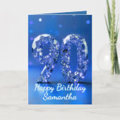 Koninklijk Blauw Zilveren Diamant 90ste Verjaardag Kaart (Voorkant)