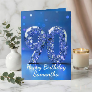 Koninklijk Blauw Zilveren Diamant 90ste Verjaardag Kaart