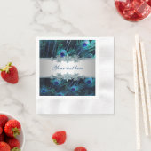 Koninklijk Blauw Zilveren Pauw Servet (Insitu)